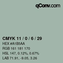 Color code: CMYK 11 / 0 / 6 / 29 | qconv.com