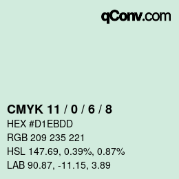 カラーコード: CMYK 11 / 0 / 6 / 8 | qconv.com