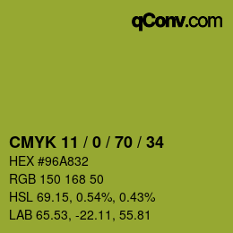 カラーコード: CMYK 11 / 0 / 70 / 34 | qconv.com