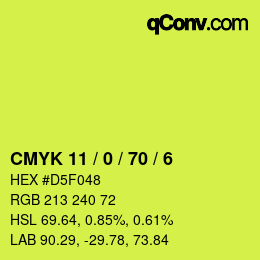 カラーコード: CMYK 11 / 0 / 70 / 6 | qconv.com