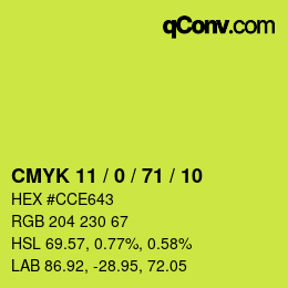 Farbcode: CMYK 11 / 0 / 71 / 10 | qconv.com