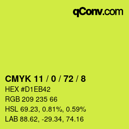 カラーコード: CMYK 11 / 0 / 72 / 8 | qconv.com