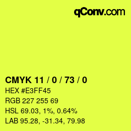 Color code: CMYK 11 / 0 / 73 / 0 | qconv.com