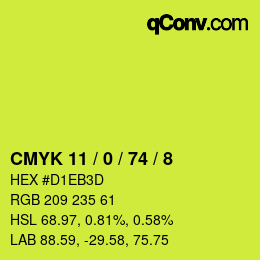カラーコード: CMYK 11 / 0 / 74 / 8 | qconv.com