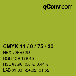 Color code: CMYK 11 / 0 / 75 / 30 | qconv.com