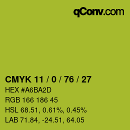 Color code: CMYK 11 / 0 / 76 / 27 | qconv.com
