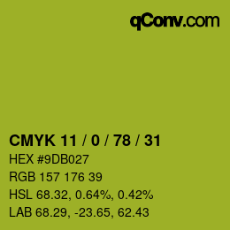Color code: CMYK 11 / 0 / 78 / 31 | qconv.com