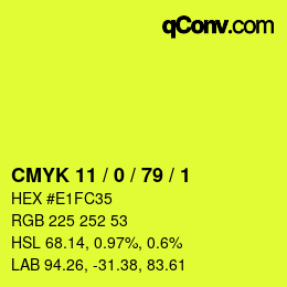 Color code: CMYK 11 / 0 / 79 / 1 | qconv.com