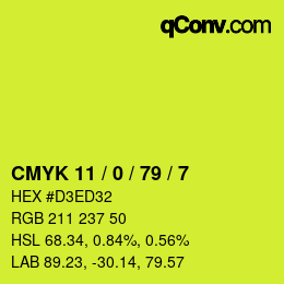 颜色代码: CMYK 11 / 0 / 79 / 7 | qconv.com