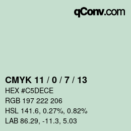 Color code: CMYK 11 / 0 / 7 / 13 | qconv.com