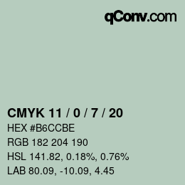 Color code: CMYK 11 / 0 / 7 / 20 | qconv.com