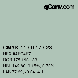 Color code: CMYK 11 / 0 / 7 / 23 | qconv.com