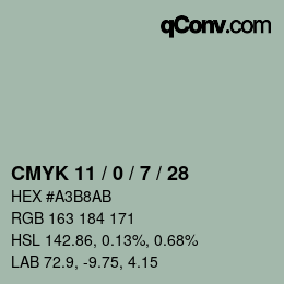 Color code: CMYK 11 / 0 / 7 / 28 | qconv.com