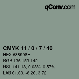 Color code: CMYK 11 / 0 / 7 / 40 | qconv.com