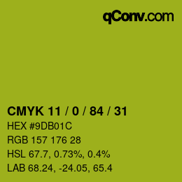 Color code: CMYK 11 / 0 / 84 / 31 | qconv.com