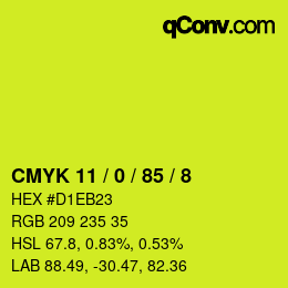 Color code: CMYK 11 / 0 / 85 / 8 | qconv.com
