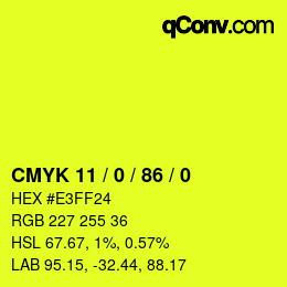 Farbcode: CMYK 11 / 0 / 86 / 0 | qconv.com