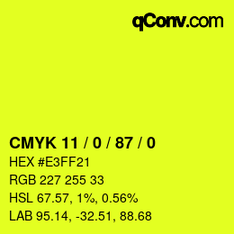 Color code: CMYK 11 / 0 / 87 / 0 | qconv.com