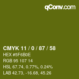 Farbcode: CMYK 11 / 0 / 87 / 58 | qconv.com