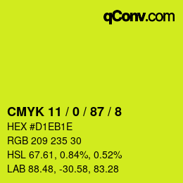 Color code: CMYK 11 / 0 / 87 / 8 | qconv.com