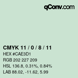 カラーコード: CMYK 11 / 0 / 8 / 11 | qconv.com