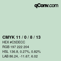 颜色代码: CMYK 11 / 0 / 8 / 13 | qconv.com