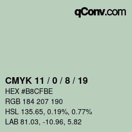 Color code: CMYK 11 / 0 / 8 / 19 | qconv.com
