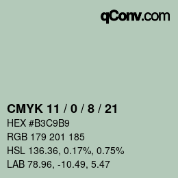 Color code: CMYK 11 / 0 / 8 / 21 | qconv.com