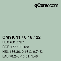 Color code: CMYK 11 / 0 / 8 / 22 | qconv.com