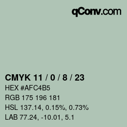 Color code: CMYK 11 / 0 / 8 / 23 | qconv.com