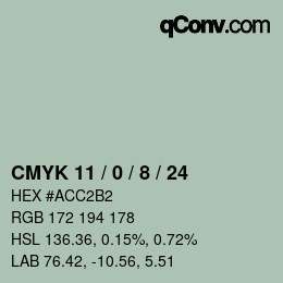 カラーコード: CMYK 11 / 0 / 8 / 24 | qconv.com