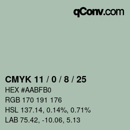 Color code: CMYK 11 / 0 / 8 / 25 | qconv.com