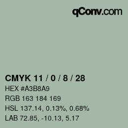 Color code: CMYK 11 / 0 / 8 / 28 | qconv.com