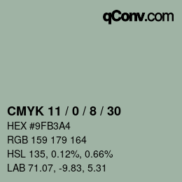 カラーコード: CMYK 11 / 0 / 8 / 30 | qconv.com
