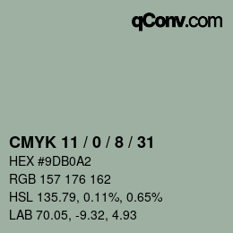 カラーコード: CMYK 11 / 0 / 8 / 31 | qconv.com