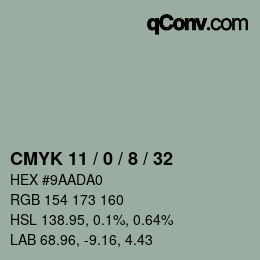 カラーコード: CMYK 11 / 0 / 8 / 32 | qconv.com