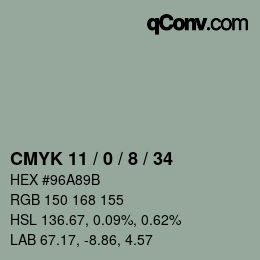 Color code: CMYK 11 / 0 / 8 / 34 | qconv.com