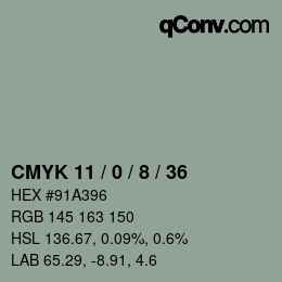 颜色代码: CMYK 11 / 0 / 8 / 36 | qconv.com