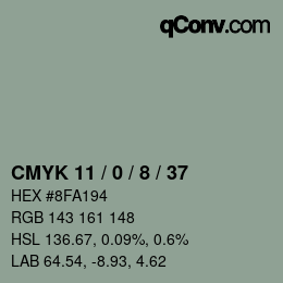 Color code: CMYK 11 / 0 / 8 / 37 | qconv.com