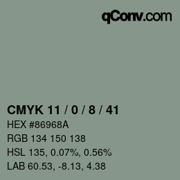 Color code: CMYK 11 / 0 / 8 / 41 | qconv.com