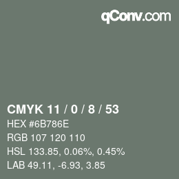 カラーコード: CMYK 11 / 0 / 8 / 53 | qconv.com