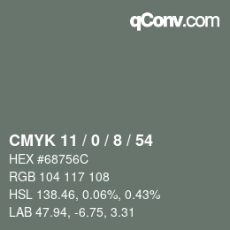 Color code: CMYK 11 / 0 / 8 / 54 | qconv.com