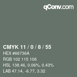 颜色代码: CMYK 11 / 0 / 8 / 55 | qconv.com