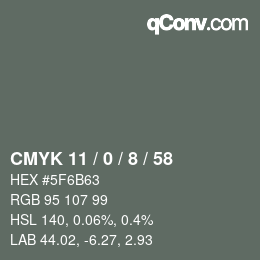 Color code: CMYK 11 / 0 / 8 / 58 | qconv.com