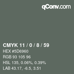 Color code: CMYK 11 / 0 / 8 / 59 | qconv.com
