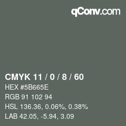 Color code: CMYK 11 / 0 / 8 / 60 | qconv.com