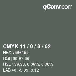 Color code: CMYK 11 / 0 / 8 / 62 | qconv.com