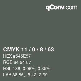 カラーコード: CMYK 11 / 0 / 8 / 63 | qconv.com