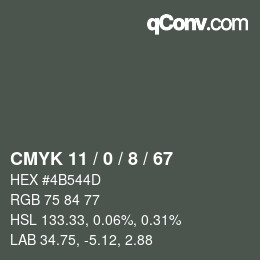 Color code: CMYK 11 / 0 / 8 / 67 | qconv.com