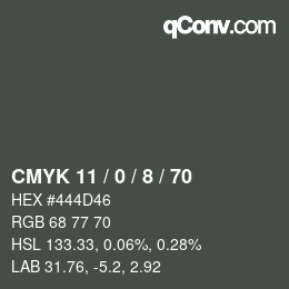 颜色代码: CMYK 11 / 0 / 8 / 70 | qconv.com
